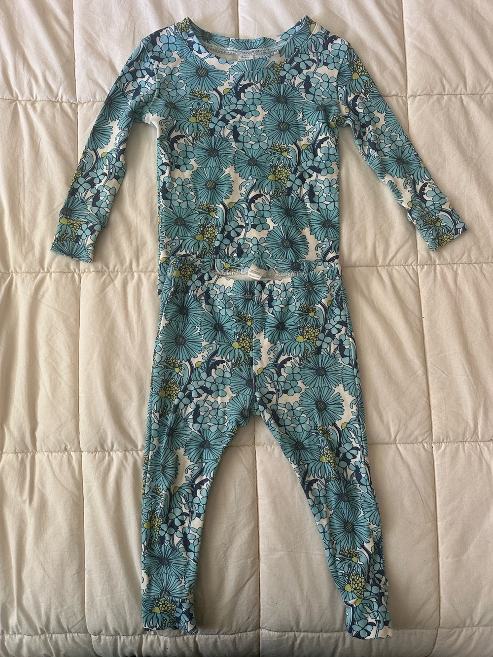 Kate Quinn Retro Blue Floral Long Sleeve Pajama Set